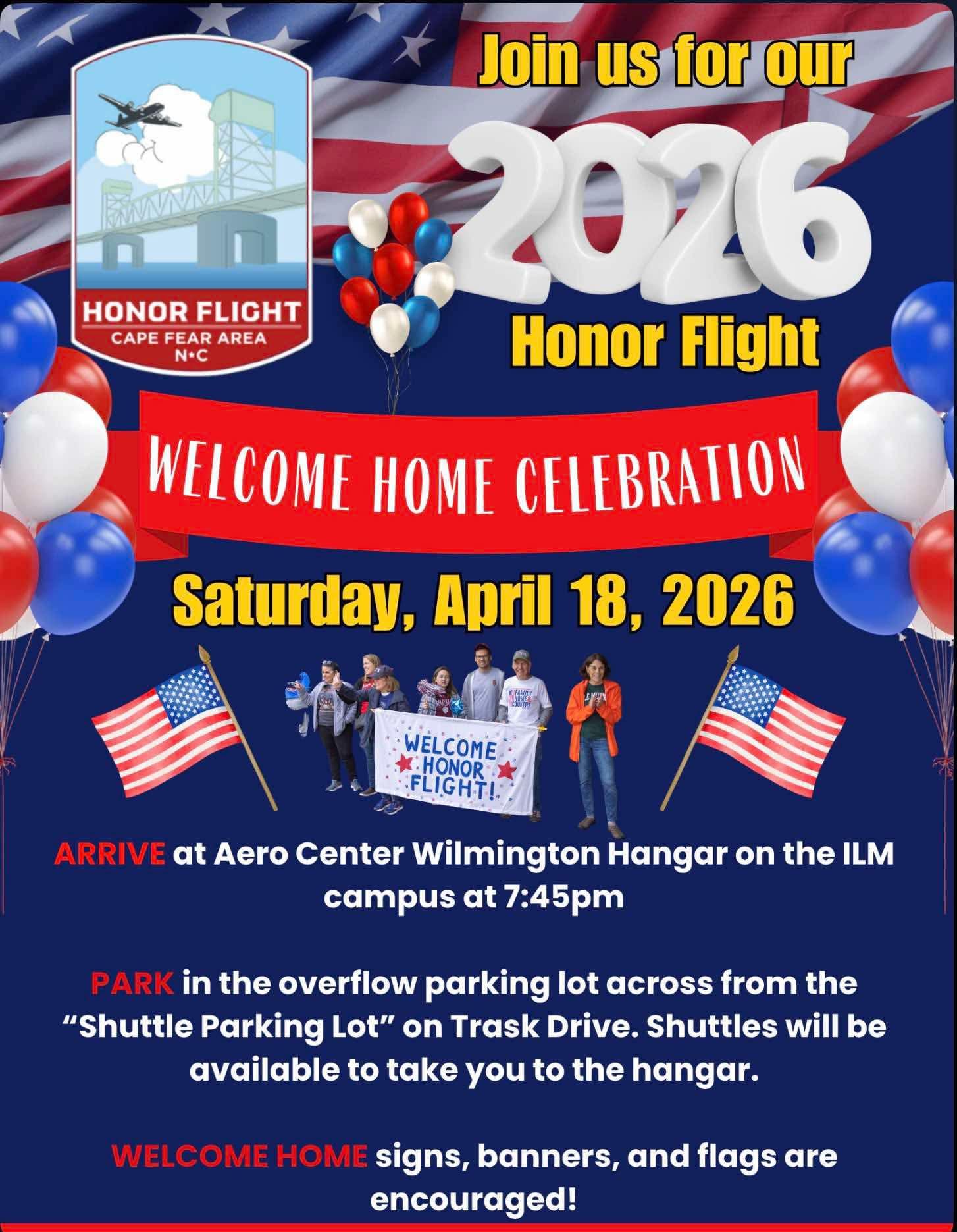 2026 Honor Flight Welcome Home Celebration flyer